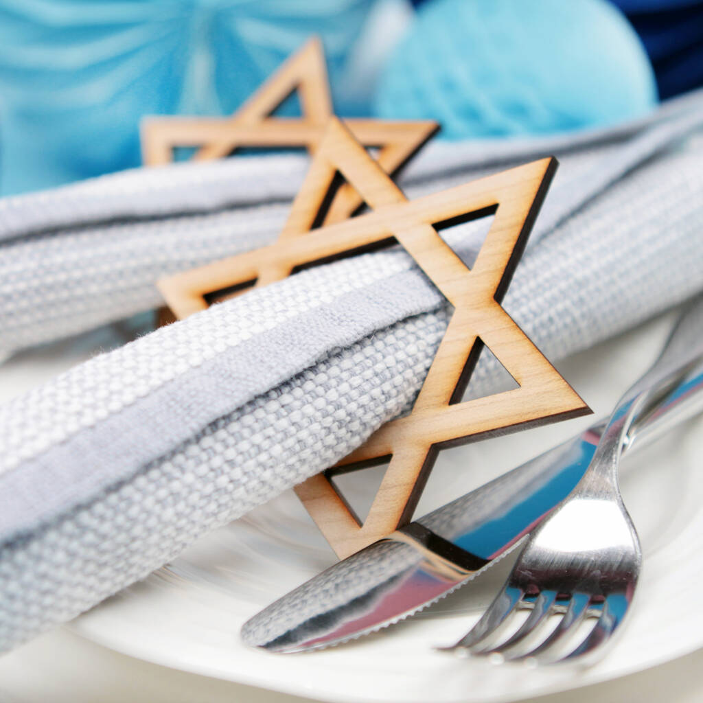 Hanukkah Star Of David Wooden Napkin Rings, 1 of 4