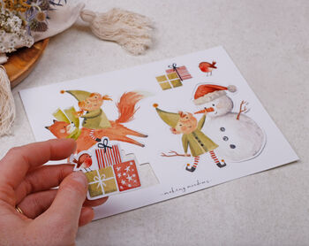 Diy Make Your Own Christmas Greeting Card Making Kit With Elves, 7 of 11