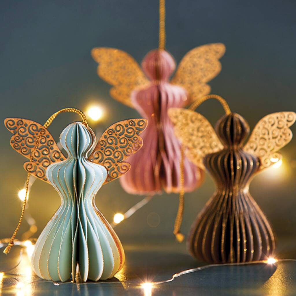 Paper Angel Christmas Tree Decorations: Pack Of Three By Bunting