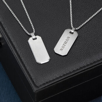 Personalised Men's Brushed Steel Dog Tag Necklace, 4 of 9