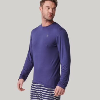 Men's Two Pack Long Sleeved Bamboo T Shirts Navy/Grey, 2 of 4