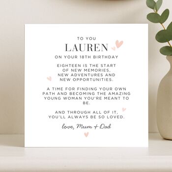 18th Birthday Card Message Personalised For Daughter, 6 of 8