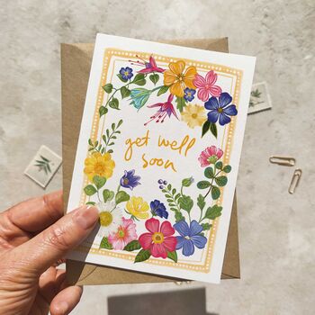 Whimsical Floral Garden Get Well Soon Card, 2 of 6