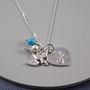 Silver Birthstone Necklace With Swallow, thumbnail 6 of 6