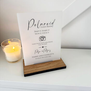 Classic Personalised Wedding Poloroid Sign Opaque, 2 of 5
