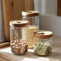 Acacia Wood Lidded Glass Storage Jar, thumbnail 1 of 6