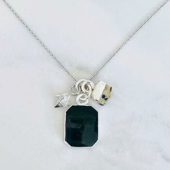 'The Trio' Black Onyx Sterling Silver Necklace, 4 of 10
