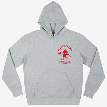 Ready To Eat Strawberry Unisex Graphic Hoodie In Grey, 4 of 6