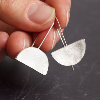 Minimalist Recycled Silver Handmade Drop Earrings, 3 of 12