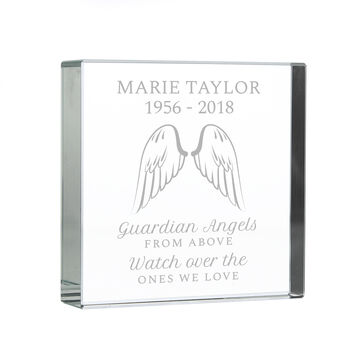 Personalised Guardian Angel Wings Glass Block, 7 of 9