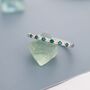 Sterling Silver Emerald Green And Clear Cz Half Eternity Ring, thumbnail 2 of 12