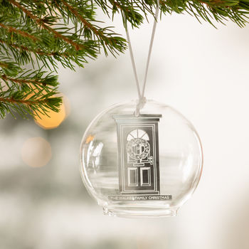 Personalised Family Door Glass Dome Bauble, 2 of 4