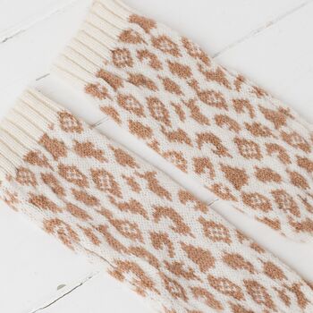 Leopard Lambswool Knitted Wrist Warmers, 11 of 12