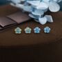 Blue Opal Flower Stud Earrings Sterling Silver, thumbnail 1 of 12