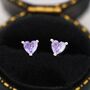 Sterling Silver Tiny Alexandrite Purple Blue Cz Heart Stud Earrings, thumbnail 6 of 12