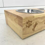 Personalised Name Engraved Bamboo Raised Double Dog Bowl, thumbnail 6 of 8