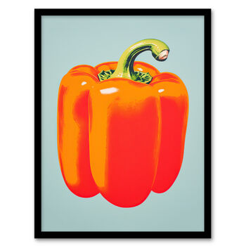 Minimalist Bell Pepper Kitchen Orange Wall Art Print, 5 of 6