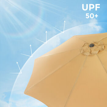 Beige Garden Parasol Umbrella With Air Vent For Patio, 4 of 7