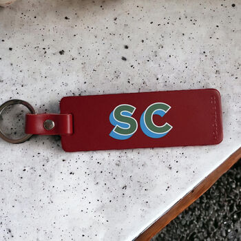 Handmade Leather Keyring With Monogram Initials, 2 of 5