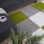 The Rugs Geometric Shaggy Rug Green Checkered Rug, thumbnail 6 of 12