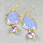 Peppa Earrings Chalcedony, Amethyst And Gold, thumbnail 2 of 3
