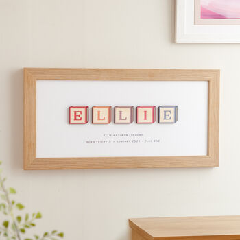 Wooden Building Blocks Personalised Baby Name Print, 2 of 7