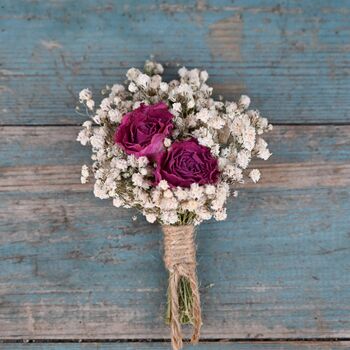 Wedding Dried Flower Buttonhole Cerise Rose, 2 of 2