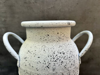 White Metal Milk Churn Vase – Round Decorative, 10 of 12