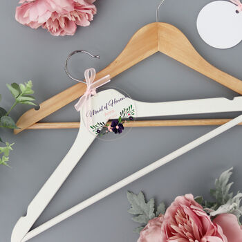 Personalised Clear Wedding Hanger Tag Purple, 4 of 5