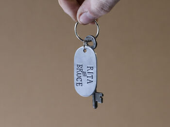 Personalised Iron Keyring Dog Tag Design, Hand Stamped, 2 of 7