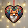 Corgi Stained Glass Effect Heart Suncatcher, thumbnail 3 of 6