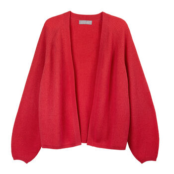 Victoria Red Ribbed Cardigan, 2 of 3