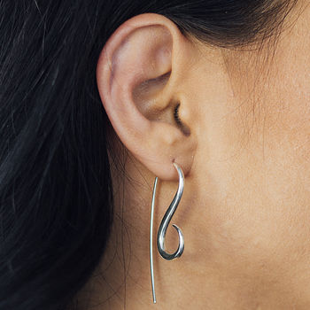 Sterling Silver Spiral Drop Earrings, 3 of 9