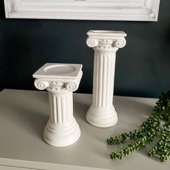 Column Ionic Ceramic Candle Holder White, 2 of 5