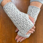 Ladies Knitted Fingerless Mittens With Line Pattern, thumbnail 5 of 7