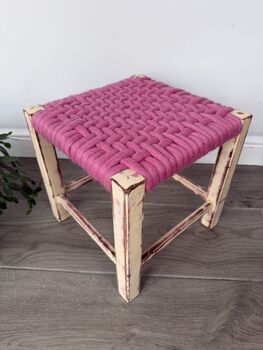Upcycled 70's Woven Stools With Felted Merino Wool, 7 of 12