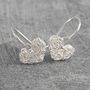 Silver Mesh Heart Drop Earrings, thumbnail 3 of 11