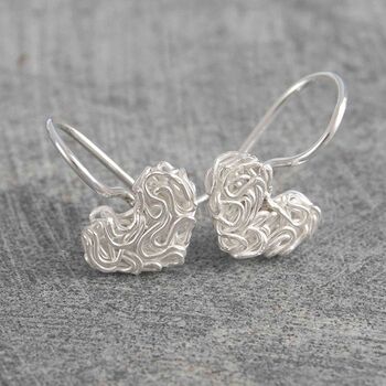Silver Mesh Heart Drop Earrings, 3 of 11