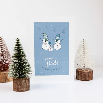 'To My Dads' Christmas Card For Gay Dads, Snowmen, 4 of 9
