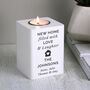 Personalised New Home White Wooden Tea Light Holder, thumbnail 3 of 4