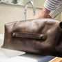 Personalised Vintage Leather Collar Stud Wash Bag, thumbnail 3 of 10