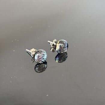 Rainbow Abstract Fused Glass Sterling Silver Stud Earrings, 7 of 10