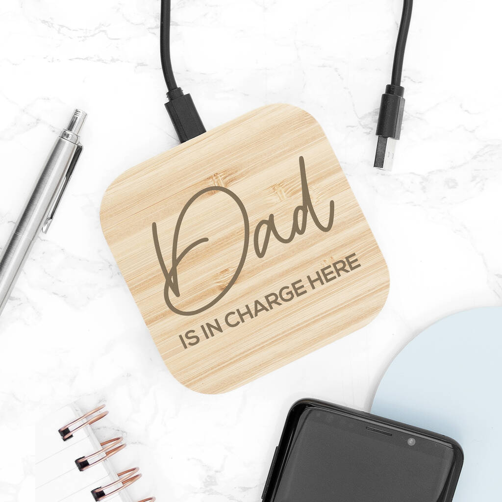 Personalised In Charge Bamboo Wireless Charger, 1 of 5