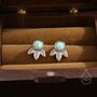 Sterling Silver Green Opal And Leaf Motif Stud Earrings, thumbnail 1 of 10