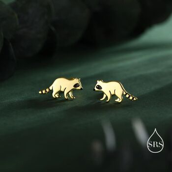 Sterling Silver Very Cute Racoon Stud Earrings, 3 of 12