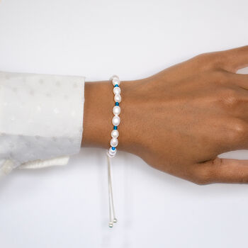 Sterling Silver Pearl And Birthstone Sliding Bracelet, 3 of 9