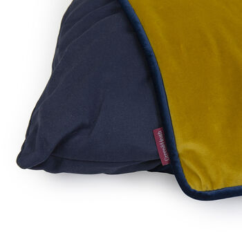 Personalised Pet Bed In Gold And Navy Velvet, 7 of 7