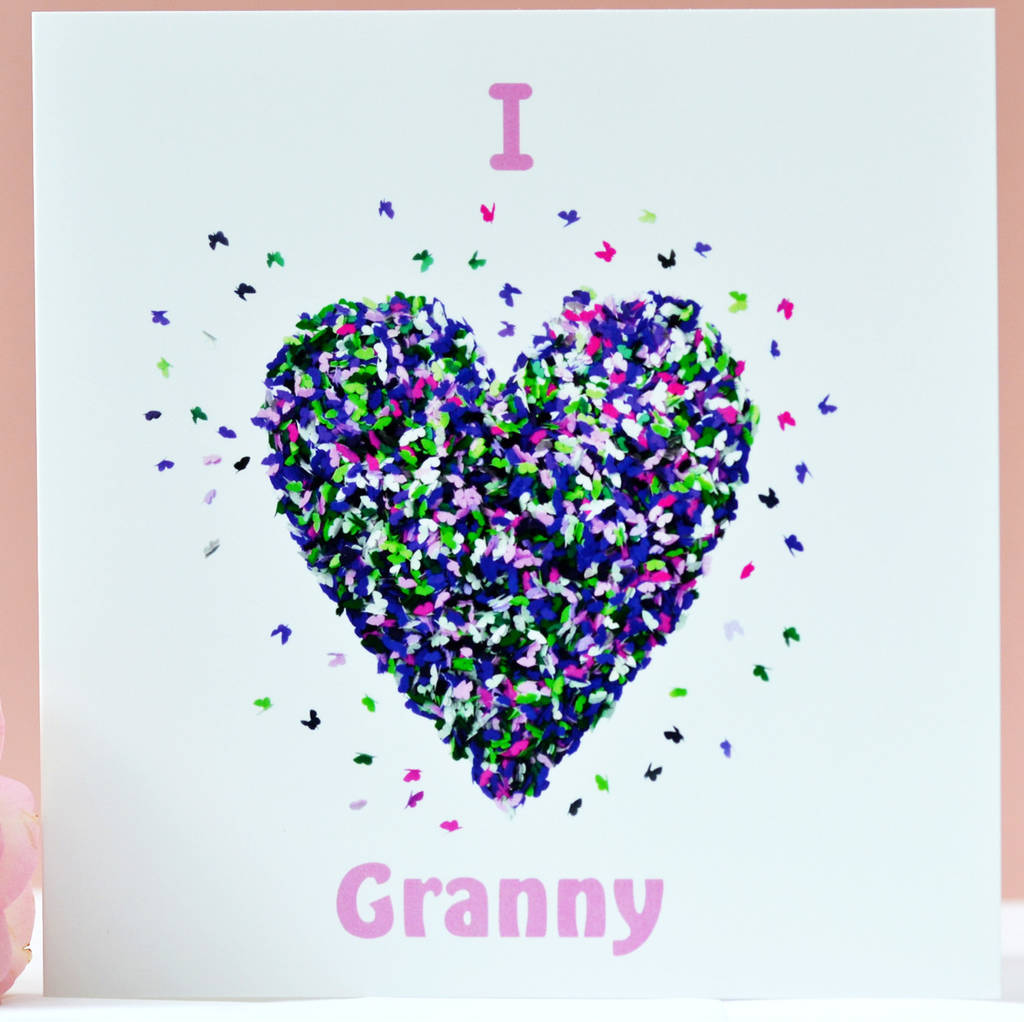 I Love Granny Butterfly Heart Birthday Card, 1 of 9