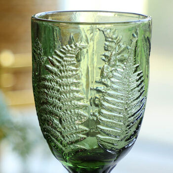 Set Of Four Botanical Fern Green Wine Goblets, 4 of 7