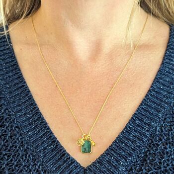 'The Trio' Emerald Gold Plated Necklace, 6 of 11